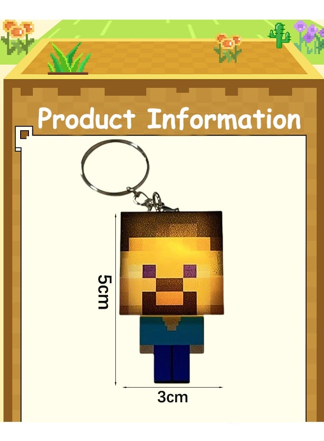Minecraft Keychain character keychain with light peripheral model gift for student and children's gift luminous keychain - Image 3