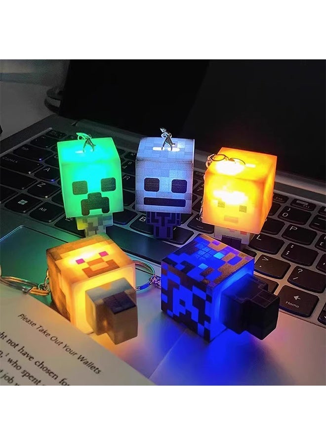 Minecraft Keychain character keychain with light peripheral model gift for student and children's gift luminous keychain - Image 4