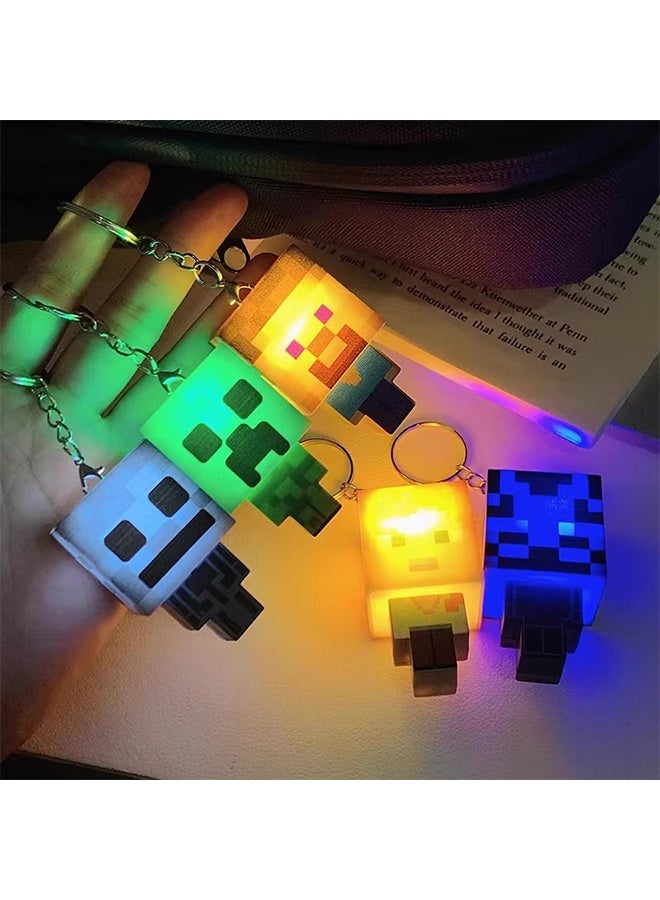 Minecraft Keychain character keychain with light peripheral model gift for student and children's gift luminous keychain - Image 5