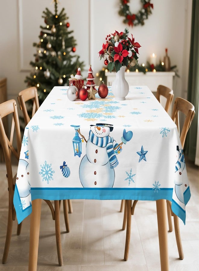 Arquiel Christmas Tablecloth Waterproof, Blue Snowman Snowflake Table Cloth Rectangle, Washable Table Cover for Winter Christmas Party Home Kitchen Decoration (60×120 Inch) - Image 4