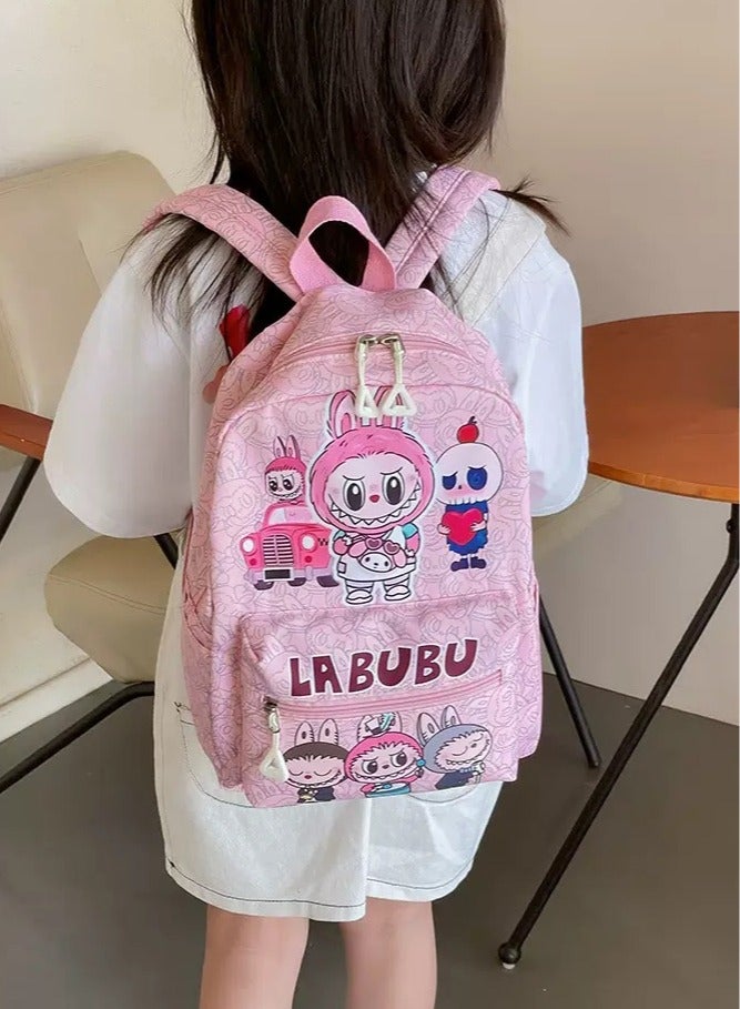 لابوبو حقيبة أطفال حقيبة ظهر للأطفال الصغار حقيبة ظهر مدرسية للأطفال حقيبة كتب خفيفة الوزن للفتيات من عمر سنتين فما فوق لون وردي - Image 1