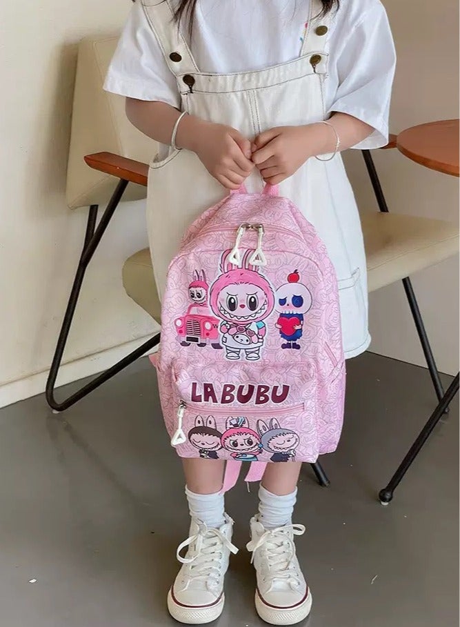 لابوبو حقيبة أطفال حقيبة ظهر للأطفال الصغار حقيبة ظهر مدرسية للأطفال حقيبة كتب خفيفة الوزن للفتيات من عمر سنتين فما فوق لون وردي - Image 2
