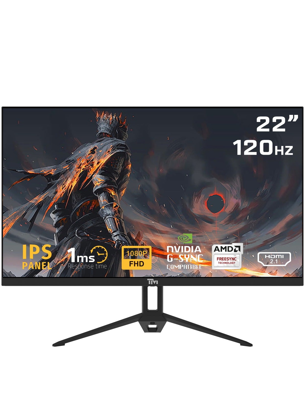 TM22FHD1201PS 22” FHD Gaming Monitor – 120Hz Refresh Rate, 1ms Response Time, IPS Panel, HDMI 2.1 & DP 1.4, Adaptive Sync, Ultra-Slim Bezel Black