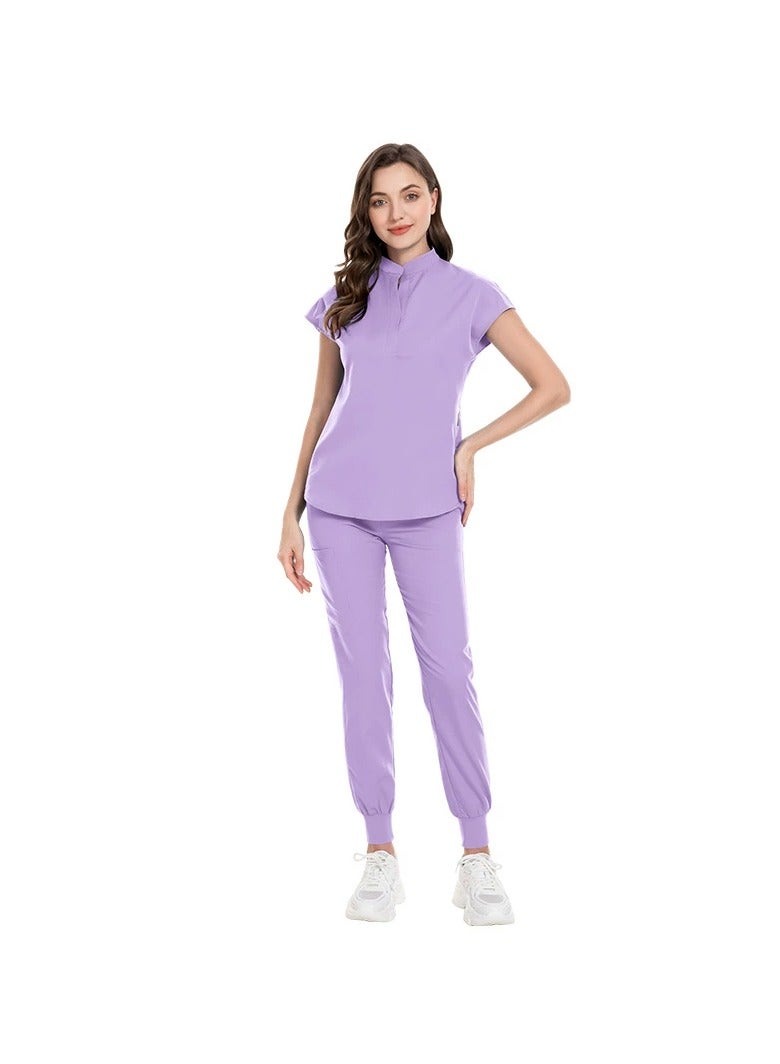 Elastic Scrubs Nursing Pants with Stand Collar Nurse Uniforms for Medical Professionals & Jogging - Amazon Fulfilled - Image 1