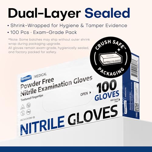 Supmedic Disposable Nitrile Gloves, Chemical Resistant, Powder-Free, Latex-Free, Food Safe, Medical Exam Gloves, Black, Small, 100 Pcs - Image 5