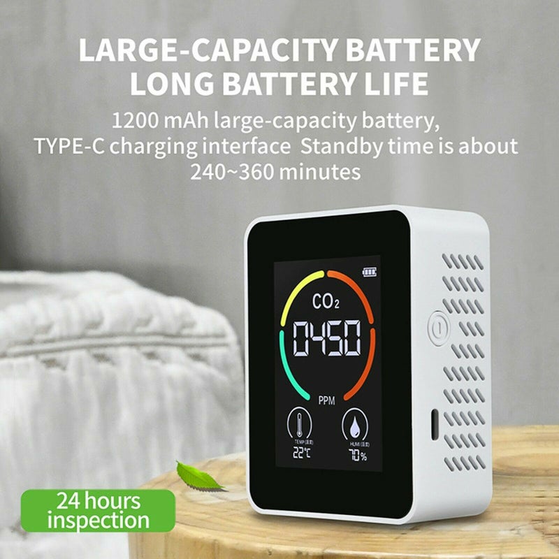 Portable Intelligent Air Quality Detector Home/Office/School Use Multi-Functional Digital Display CO2/Temperature/Humidity Monitor Gases Analyzer - Image 5