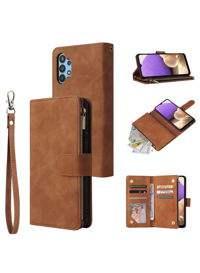 erorex Case For Samsung Galaxy A32 4G Multifunctional Frosted Zipper Wallet Leather Phone Case - Image 1