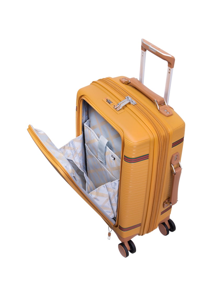 it Luggage Illustrious II, Unisex Polypropylene Material Hard Case Luggage, 8x360 degree Spinner Wheels, Expandable Trolley Bag, Double TSA lock, SKU15-3108B08, Cabin With Packet Size, Color Mustard Sand  - Image 3