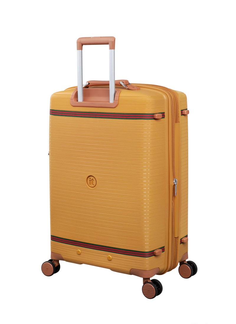 Illustrious II, Unisex Polypropylene Material Hard Case Luggage, 8x360 degree Spinner Wheels, Expandable Trolley Bag, Double TSA lock, SKU15-3108B08, Cabin With Packet Size, Color Mustard Sand