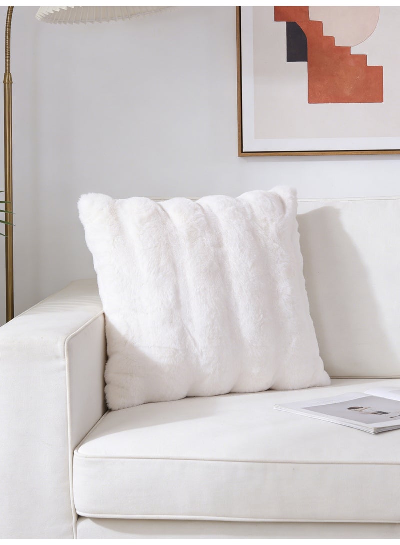 2 Pack Fluffy Faux Rabbit Fur Pillow Cases, 45x45 cm Luxury Soft Plush Shaggy Pillowcases with Zipper Closure, Furry Fuzzy Throw Cushion Covers for Sofa Couch Bed Bedroom Living Room - Image 2