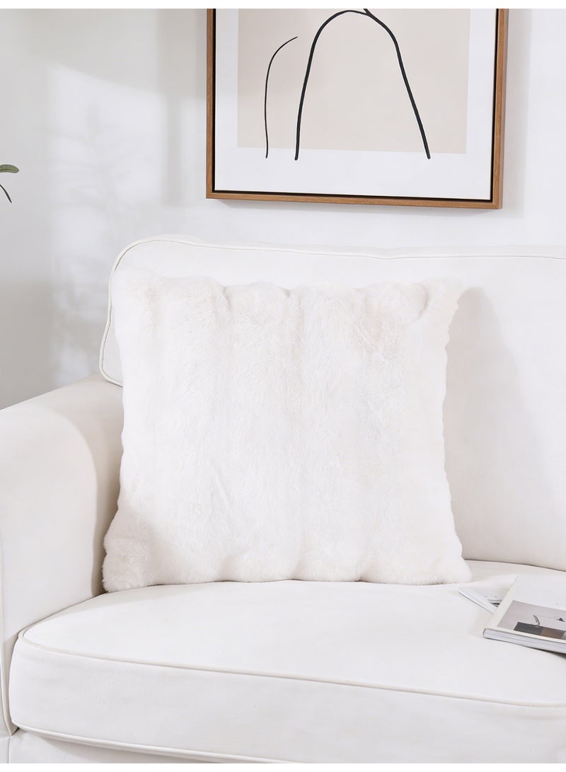 2 Pack Fluffy Faux Rabbit Fur Pillow Cases, 45x45 cm Luxury Soft Plush Shaggy Pillowcases with Zipper Closure, Furry Fuzzy Throw Cushion Covers for Sofa Couch Bed Bedroom Living Room - Image 3