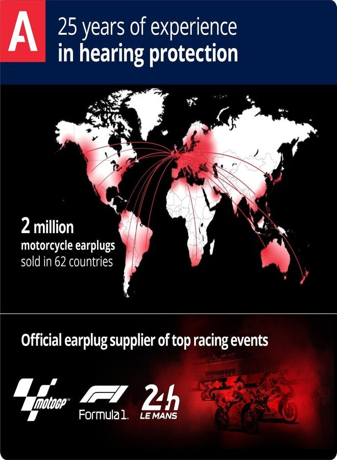 ألبين هيرينج بروتكشن سدادات أذن Alpine MotoSafe Race للدراجات النارية - لتقليل ضوضاء الرياح - 20 ديسيبل - حماية سمعية للدراجات النارية - فائقة النعومة والراحة - زوج واحد - Image 3