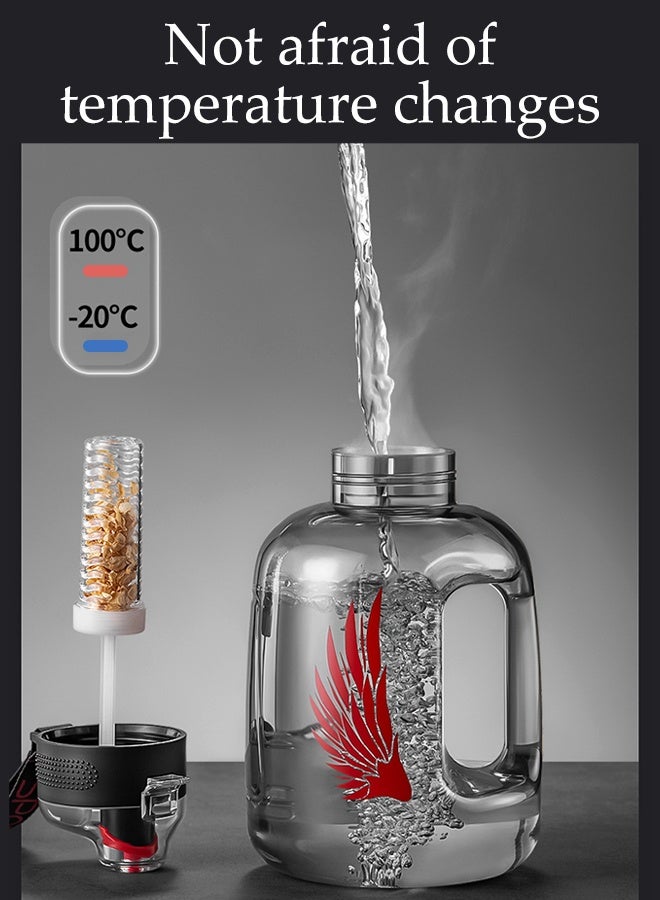 DUNISO 2.7L Large Capacity Sports Water Bottles Portable Leak Proof Design Plastic Water Bottle with Straw Reusable Big Drink Water Bottles with Filter BPA Free Gym Bottle for for Travel Picnic Camping Hiking School Office - Image 3