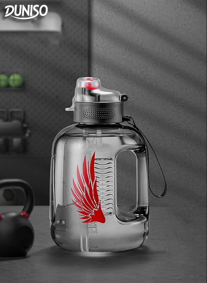 DUNISO 2.7L Large Capacity Sports Water Bottles Portable Leak Proof Design Plastic Water Bottle with Straw Reusable Big Drink Water Bottles with Filter BPA Free Gym Bottle for for Travel Picnic Camping Hiking School Office - Image 1