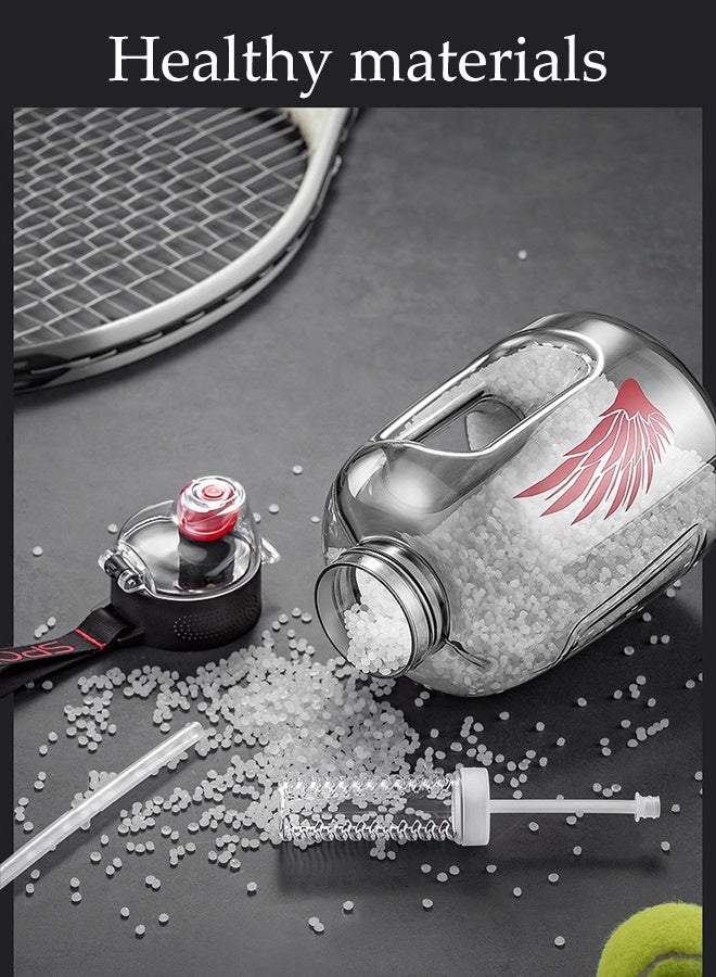 DUNISO 2.7L Large Capacity Sports Water Bottles Portable Leak Proof Design Plastic Water Bottle with Straw Reusable Big Drink Water Bottles with Filter BPA Free Gym Bottle for for Travel Picnic Camping Hiking School Office - Image 5