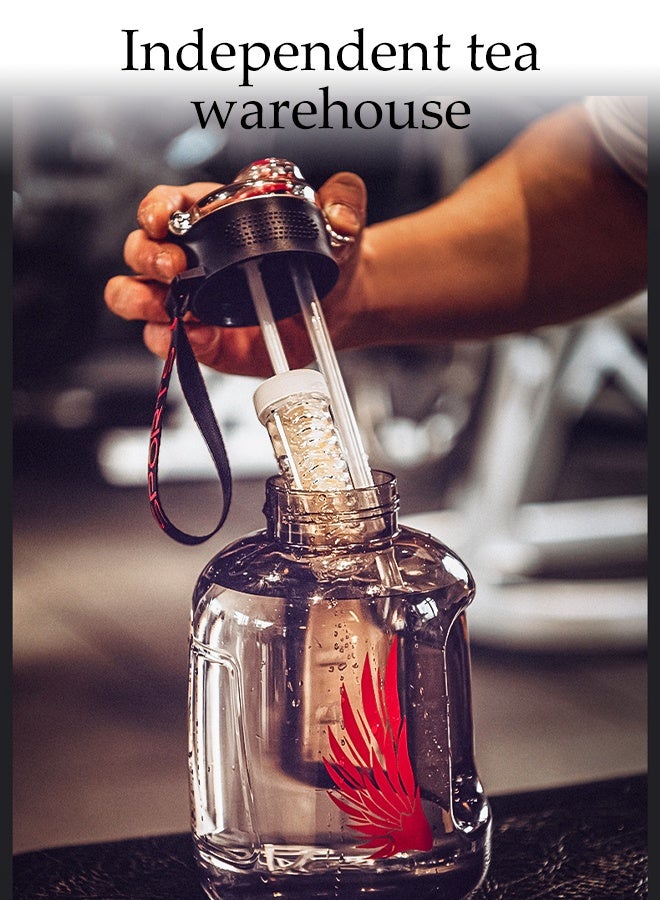 DUNISO 2.7L Large Capacity Sports Water Bottles Portable Leak Proof Design Plastic Water Bottle with Straw Reusable Big Drink Water Bottles with Filter BPA Free Gym Bottle for for Travel Picnic Camping Hiking School Office - Image 2