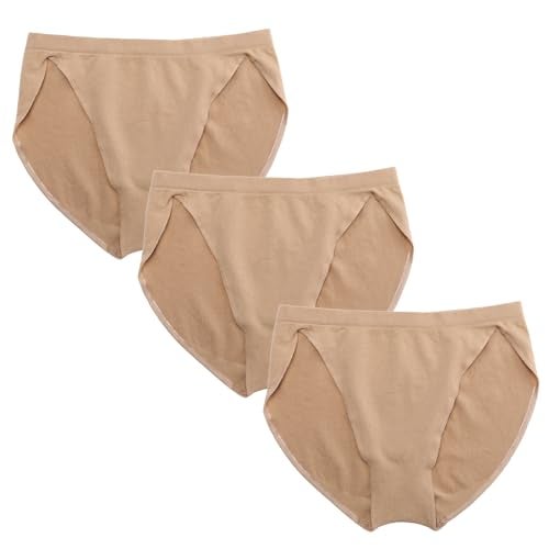 iMucci 3 pcs Professional Girl Ballet Dance Briefs Women - Beige Velvet Cotton Mid Rise Waist Panty Gymnastics Underpants (for Child 8-12 Years) - Image 1