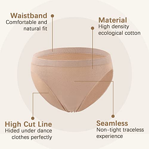 iMucci 3 pcs Professional Girl Ballet Dance Briefs Women - Beige Velvet Cotton Mid Rise Waist Panty Gymnastics Underpants (for Child 8-12 Years) - Image 4