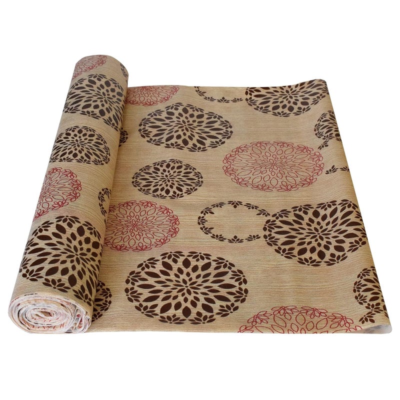 Kuber Industries Heart Home Rangoli Printed Shelf Liners for Kitchen ShelvescupboardsWardrobeDrawer 5 Mtr Sand - Image 3