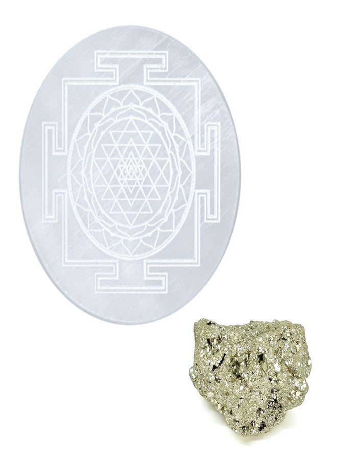 TREE MAISON CORONATING HOMES Selenite Charging Plate – 3 Inch with 10–20 Gram Raw Pyrite Stone | Selenite Plate for Crystal Charging, Energy Healing & Spiritual Decor - Image 1