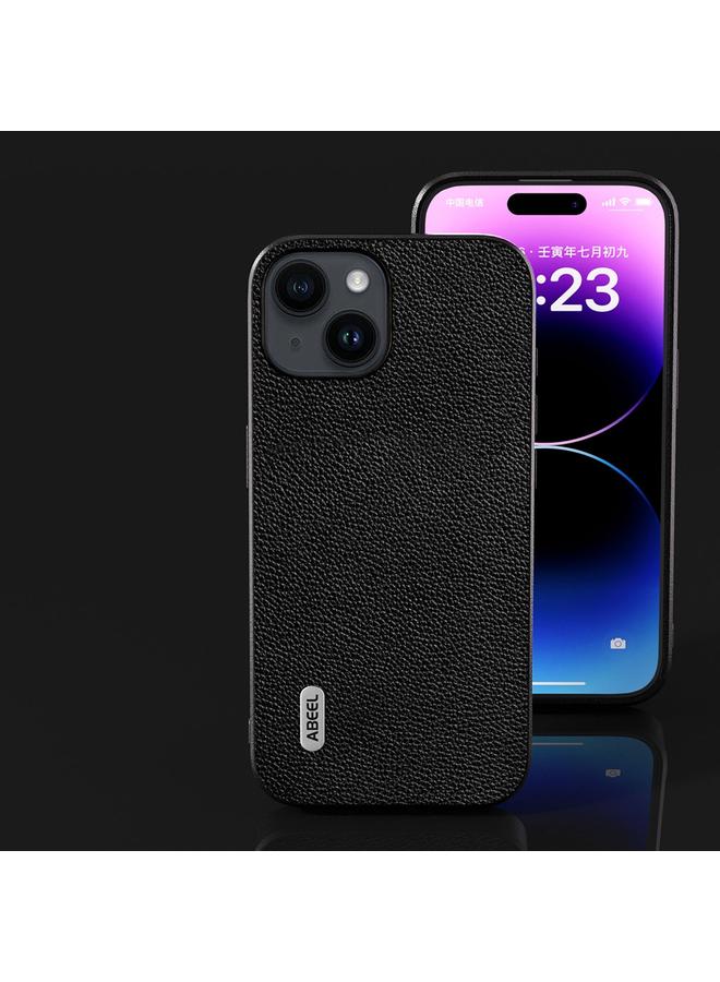 S-TOP Case For iPhone 14 ABEEL Black Edge Genuine Leather Mino Phone Case - Image 4