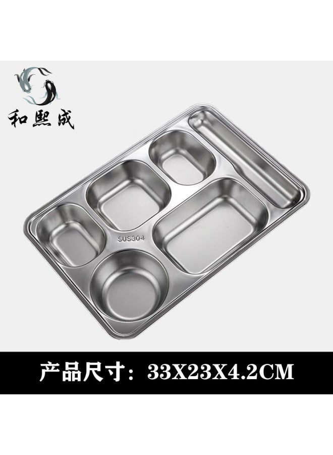 304 Stainless Steel Dinner Plate Square Thickeneded And Deepened With Lid Kidsren's Student Lunch Box Tableware Divided Lunch Box Dinner Plate