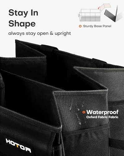 HOTOR Trunk Organizer - Car Organizer, Foldable Trunk organizer for SUVs & Sedans, Sturdy Car Organization for Car Accessories, Tools, Sundries, Black, 2 Compartments, 21.3"×12.6"×10.6" - Image 3
