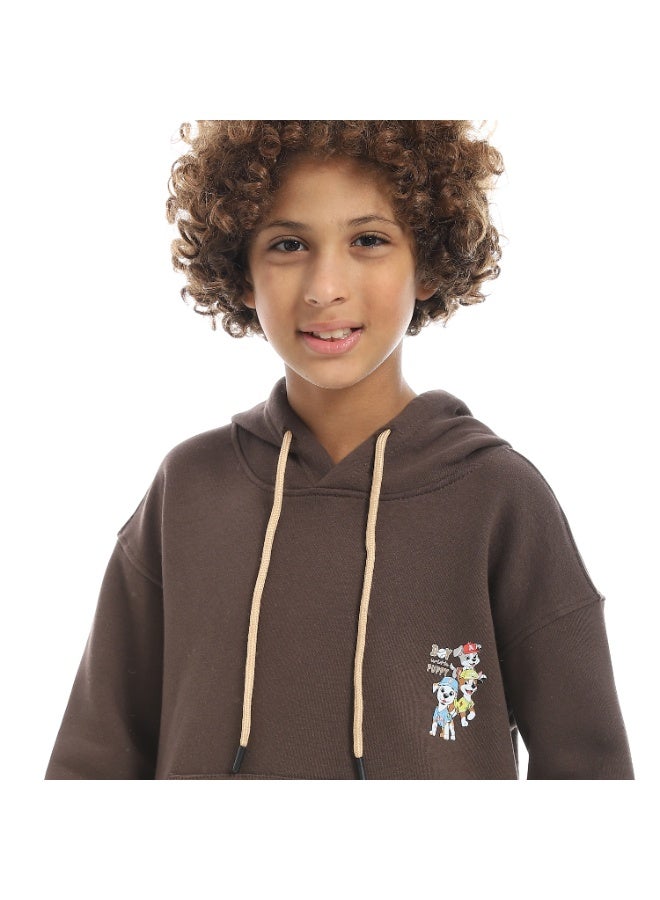 سيزار هودي  أولادي ميلتون شتوي مزود بطباعات علي الصدر والضهر - Image 3