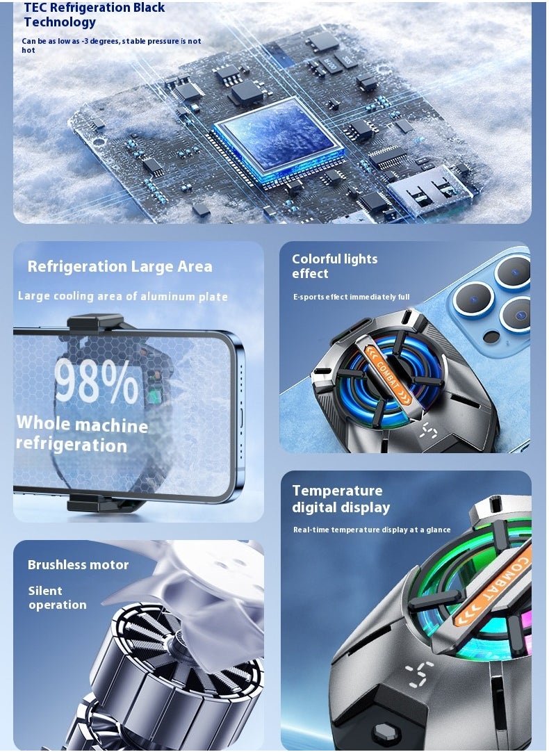 Hugifts 2025 New Three-Gear TEC Semiconductor Back-Clip Cooler – Compatible with iOS/Android, Supports Multiple Devices, Ideal for Gamers/Streamers/Heavy Users – Large Area Refrigeration, RGB Lighting, Silent & Efficient Cooling；Games for Universal iPhone/Android Smartphones  - Image 5