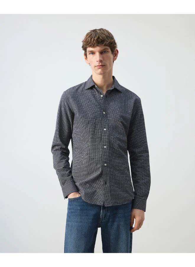 Regular fit check cotton shirt
