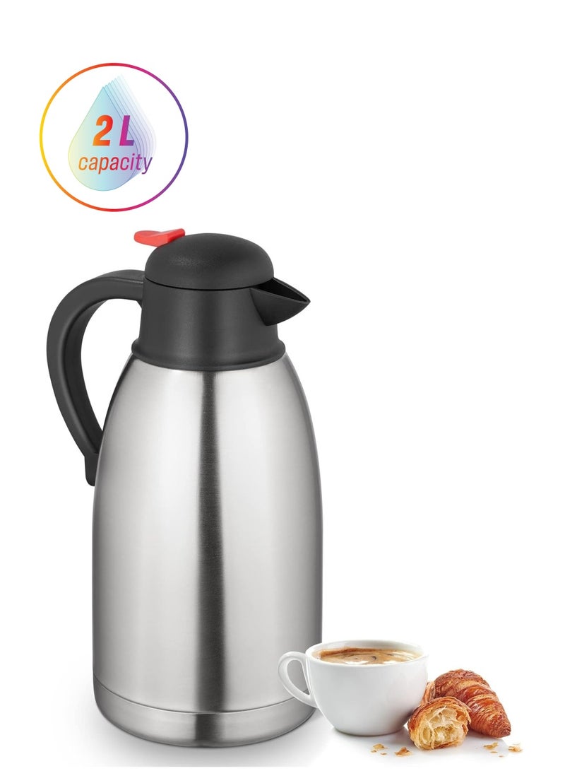DubaiGallery 2L Flask Stainless Steel Hot Cold Double Wall Isolating Jug Thermal New - Image 1