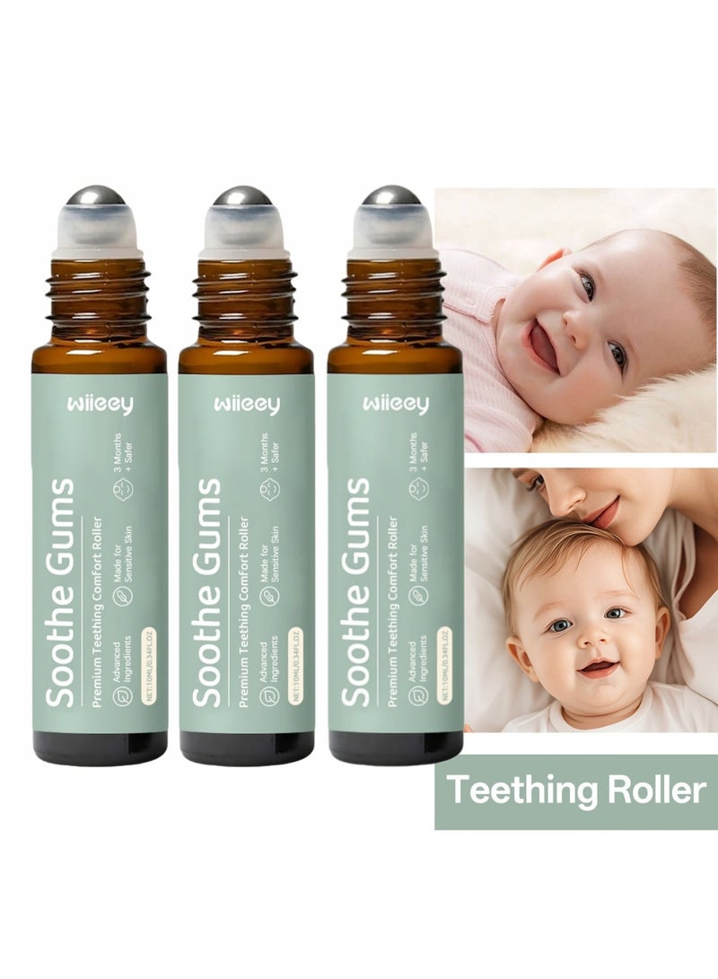 wiieey 3-PACKS Children's Teething Care Roller, Premium Teething Comfort Roller,Soothes Gums and Comforts Babies' Teething Discomfort 10ml*3 - Image 1