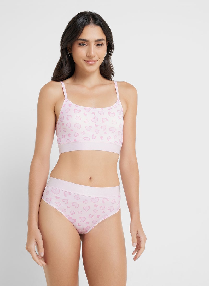 Ginger - Heart Print Bralette & Brief Set - Image 1