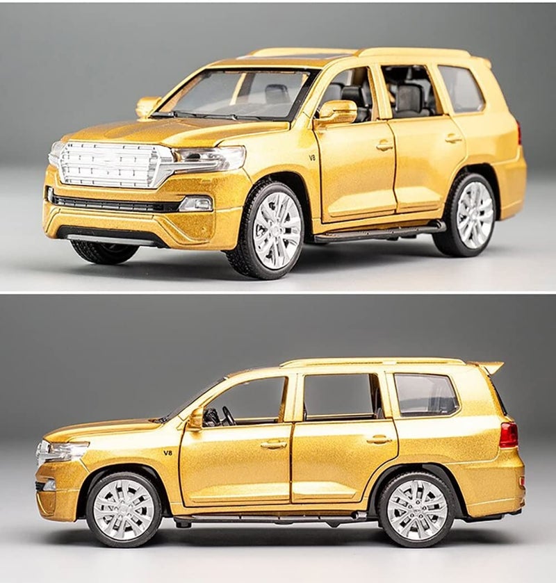 DEUSON ECOM 1:32 Land Cruiser Diecast Metal Toy Car for Kid Pullback with Light Sound - Multi Color - Image 5
