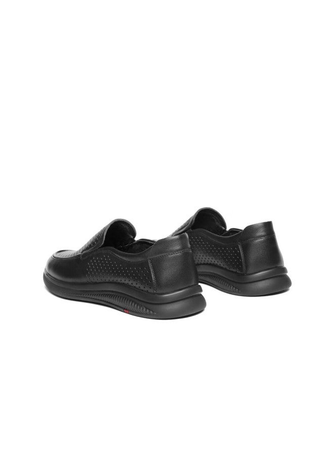 Belle Perforated Breathable Cowhide Leather Men's Business Casual Leather Shoes 18029am1, Black-perforated, Size 44 - Image 3