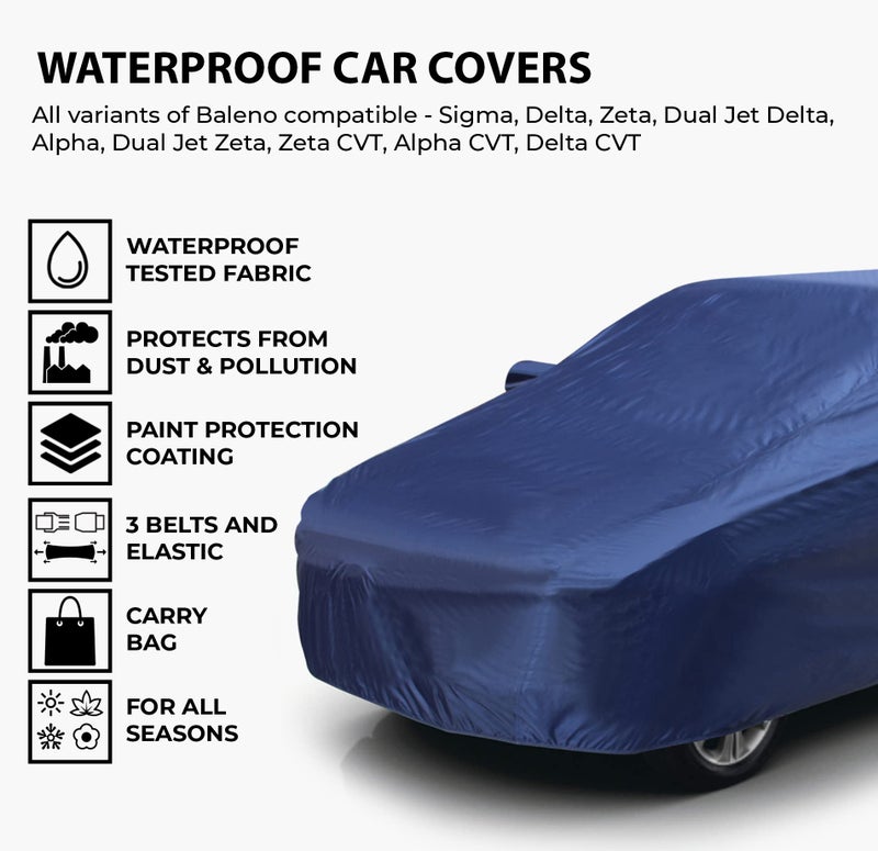 AutoGuys Car Cover Waterproof TF-I for Maruti Baleno [Year 2015 Onwards] - Baleno Car Cover Dust & UV Protection Baleno Car Body Cover with Mirror Pocket Soft Cotton Lining - Image 2