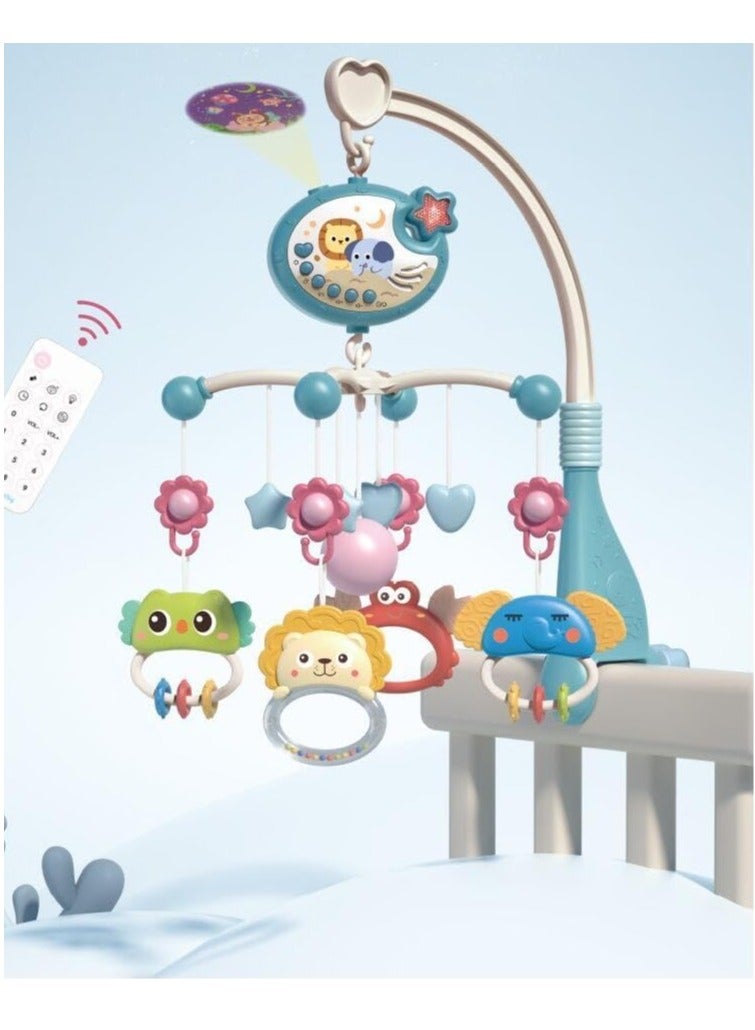 Portable crib with music and lighting, remote control, moon and star performances, boys' and girls' toys  - Image 3