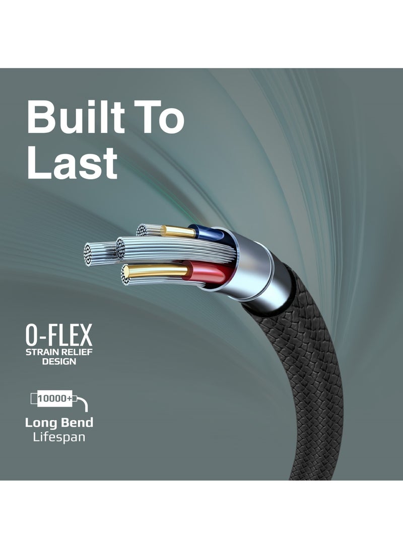 PROMATE USB to USB-C Cable, 2 Meters Long, Durable Silicone Type-C Charging Cable with 2A Fast Charging and 480 Mbps Data Sync, Designed for Smartphones, iPads, XCord-AC200.Black - Black - Image 4