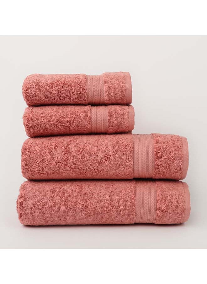 White Rose 4 Piece Bathroom Towel Set -HARMONY - 650 GSM - 100% Cotton Terry - 2 Bath Towel 70X140 cm & 2 Hand Towel 50x90 cm-Premium Touch-Quick Dry - Super Absorbent-Peach  - Image 4