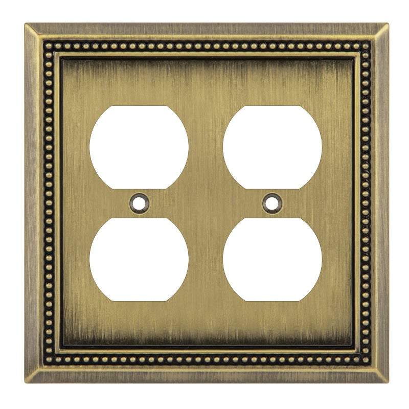 Henne Bery Sunken Pearls Heavy Duty Decorative Wall Plate Switch Plate Outlet Cover (Double Duplex, Antique Brass) - Image 1
