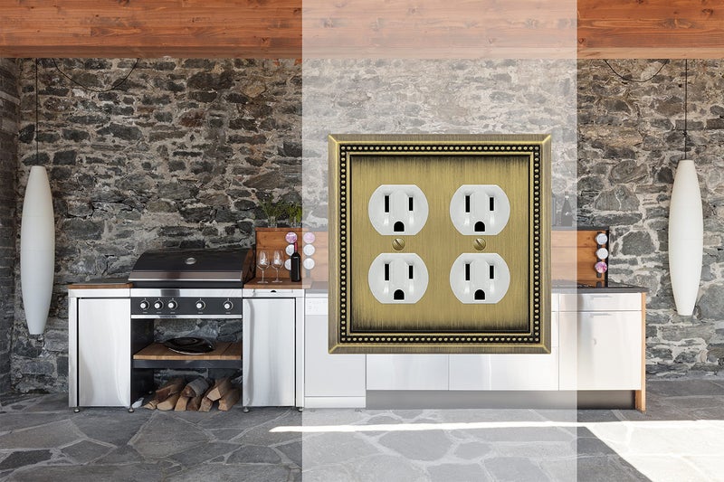 Henne Bery Sunken Pearls Heavy Duty Decorative Wall Plate Switch Plate Outlet Cover (Double Duplex, Antique Brass) - Image 4