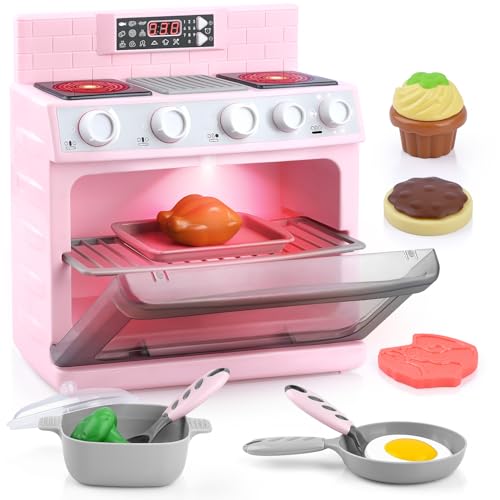 PLAY Toy Oven Kids Kitchen Playset Kids Play Kitchen Set with 11 Accessories Realistic Cooking Sounds Lights Pretend Play Oven Toddler Cooking Gift Set for Girls Boys Ages 3 - Image 1
