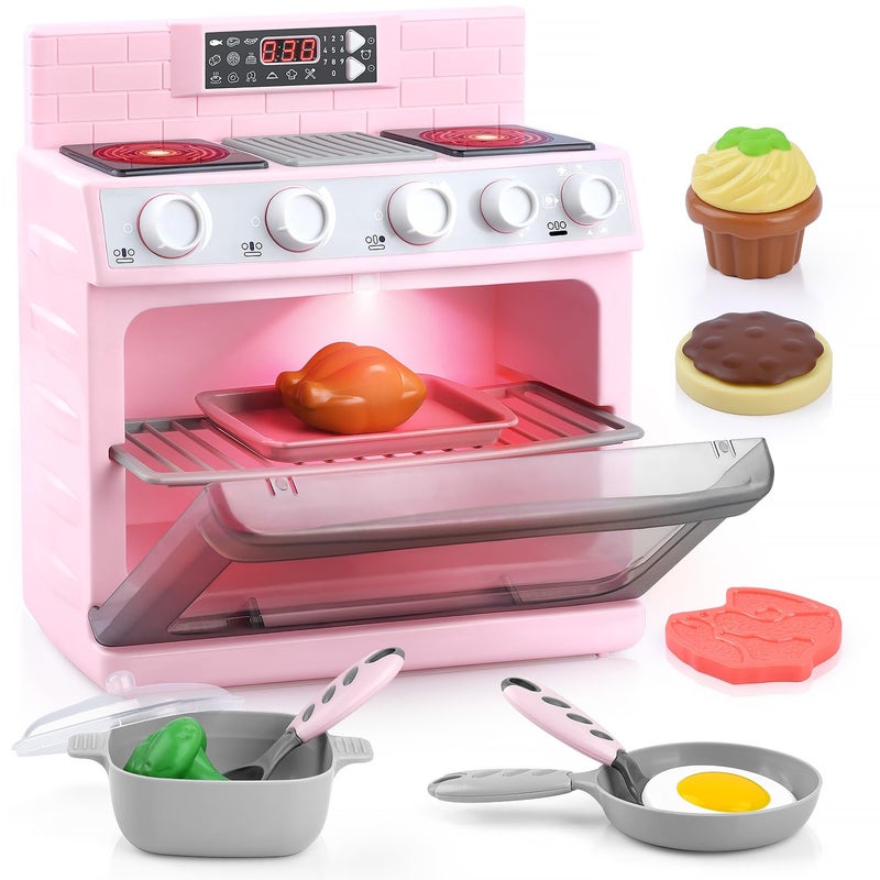 PLAY Toy Oven Kids Kitchen Playset Kids Play Kitchen Set with 11 Accessories Realistic Cooking Sounds Lights Pretend Play Oven Toddler Cooking Gift Set for Girls Boys Ages 3 - Image 2