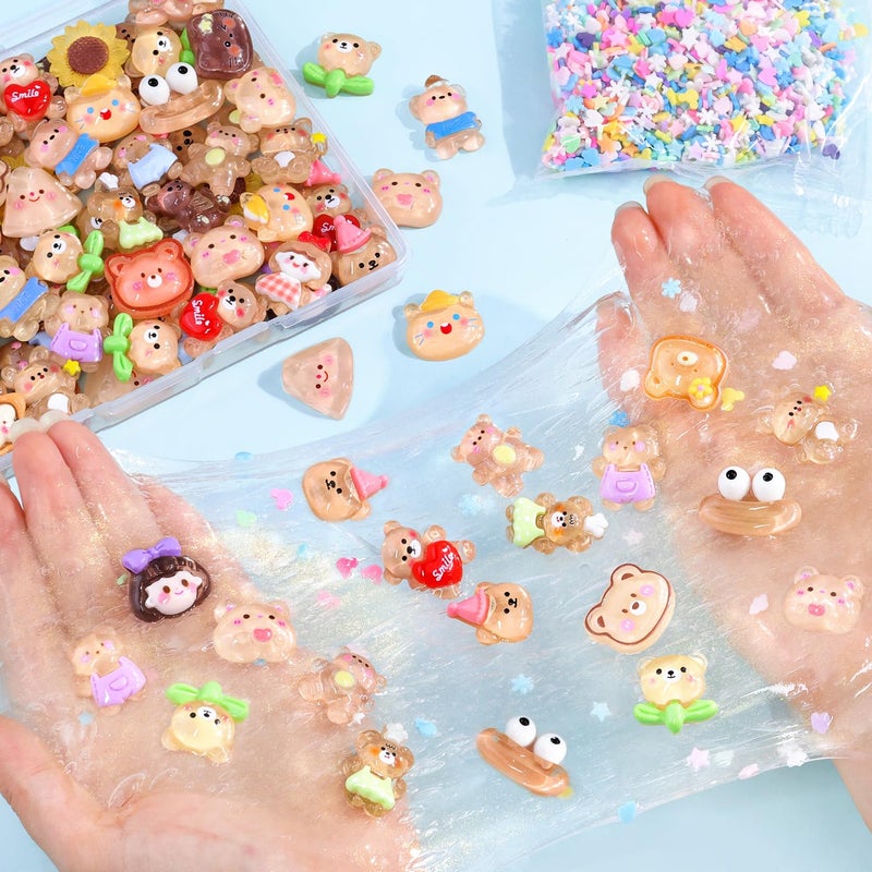 TINKRSTUFF 100PCS Brown Slime Charms Cute Jelly Flatback Resin Charms For Slime, Random Kawaii Decoden Charm for Embellishments Phone Junk Case Charm Bulk, Hairpins Scrapbooking Crafting & DIY Decor - Image 5