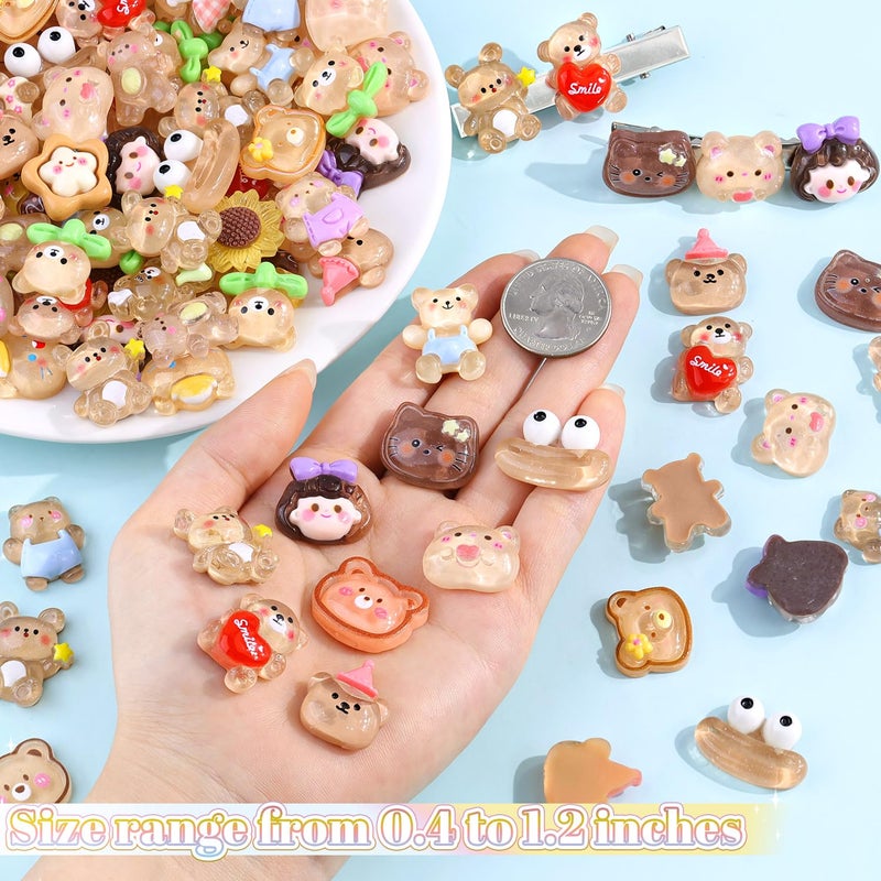 TINKRSTUFF 100PCS Brown Slime Charms Cute Jelly Flatback Resin Charms For Slime, Random Kawaii Decoden Charm for Embellishments Phone Junk Case Charm Bulk, Hairpins Scrapbooking Crafting & DIY Decor - Image 3