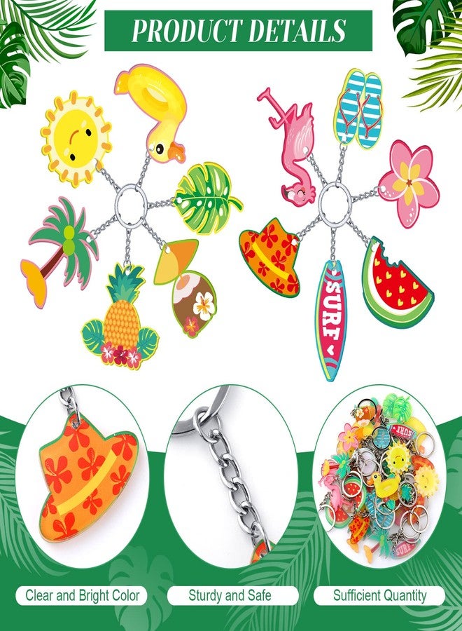Janmercy 36 Pieces Hawaiian Luau Party Favors Summer Flamingo Pineapple Beach Keychain Tropical Hawaiian Key Ring for Kids Summer Theme Luau Key Ring Party Favor Supplies, 12 Styles (Lovely) - Image 3