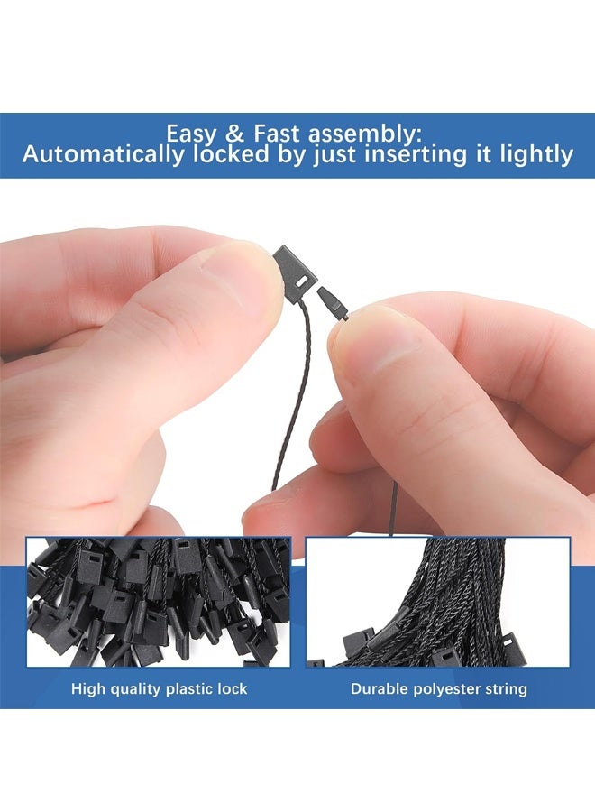1000 قطعة من شرائط علامات التعليق المصنوعة من النايلون الأسود بطول 7 بوصات، وعلامات الملصقات مع خيط، وحلقات تثبيت بدبوس وربطات خطافية - Image 3
