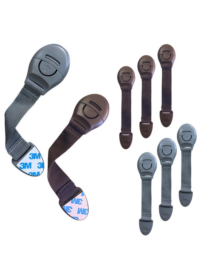KidDough Furniture Safety Locks For Kids - Pack Of 4 Brown + 4 Grey Locks, Child Safety Locks For Drawers, Cabinets, Fridge, Cupboard Lock, Strong And Adhesive Safety Locks - Image 1