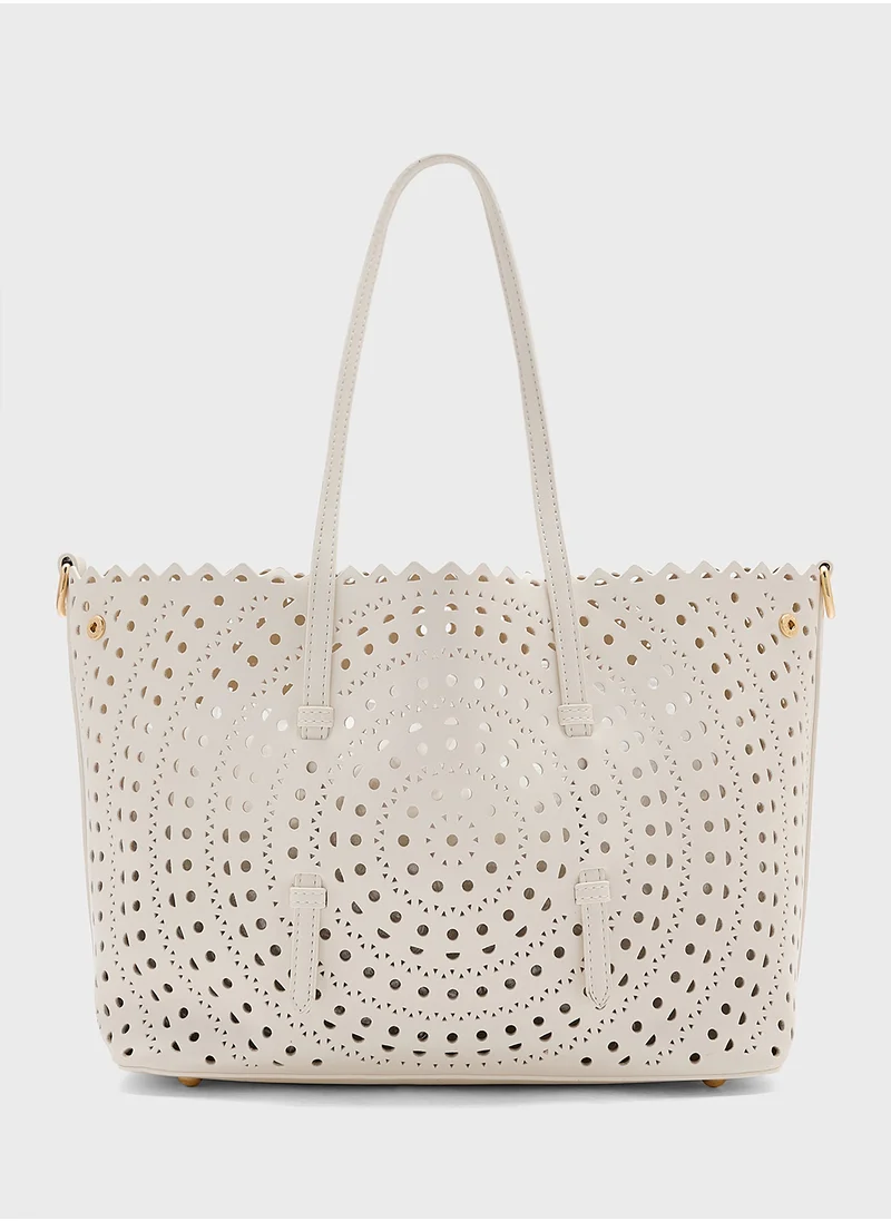 ELLA 2 In 1 Laser Cut Out Tote Bag With Pouch