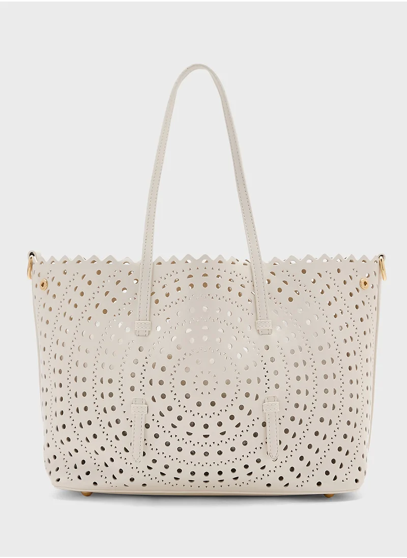 ايلا 2 In 1 Laser Cut Out Tote Bag With Pouch